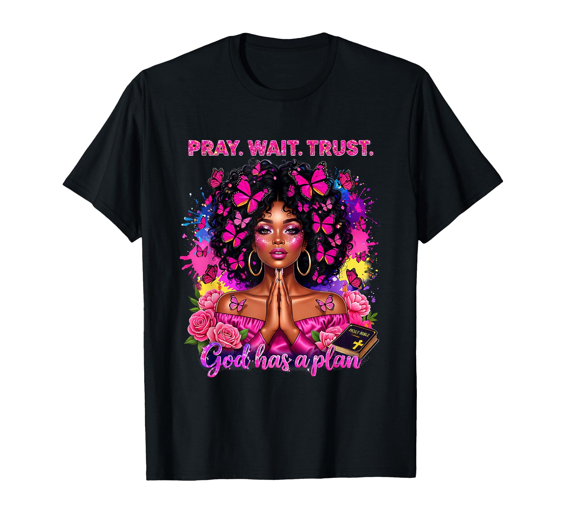Christian Afro Faith God African American Black Women T-Shirt - T-Shirt | Black
