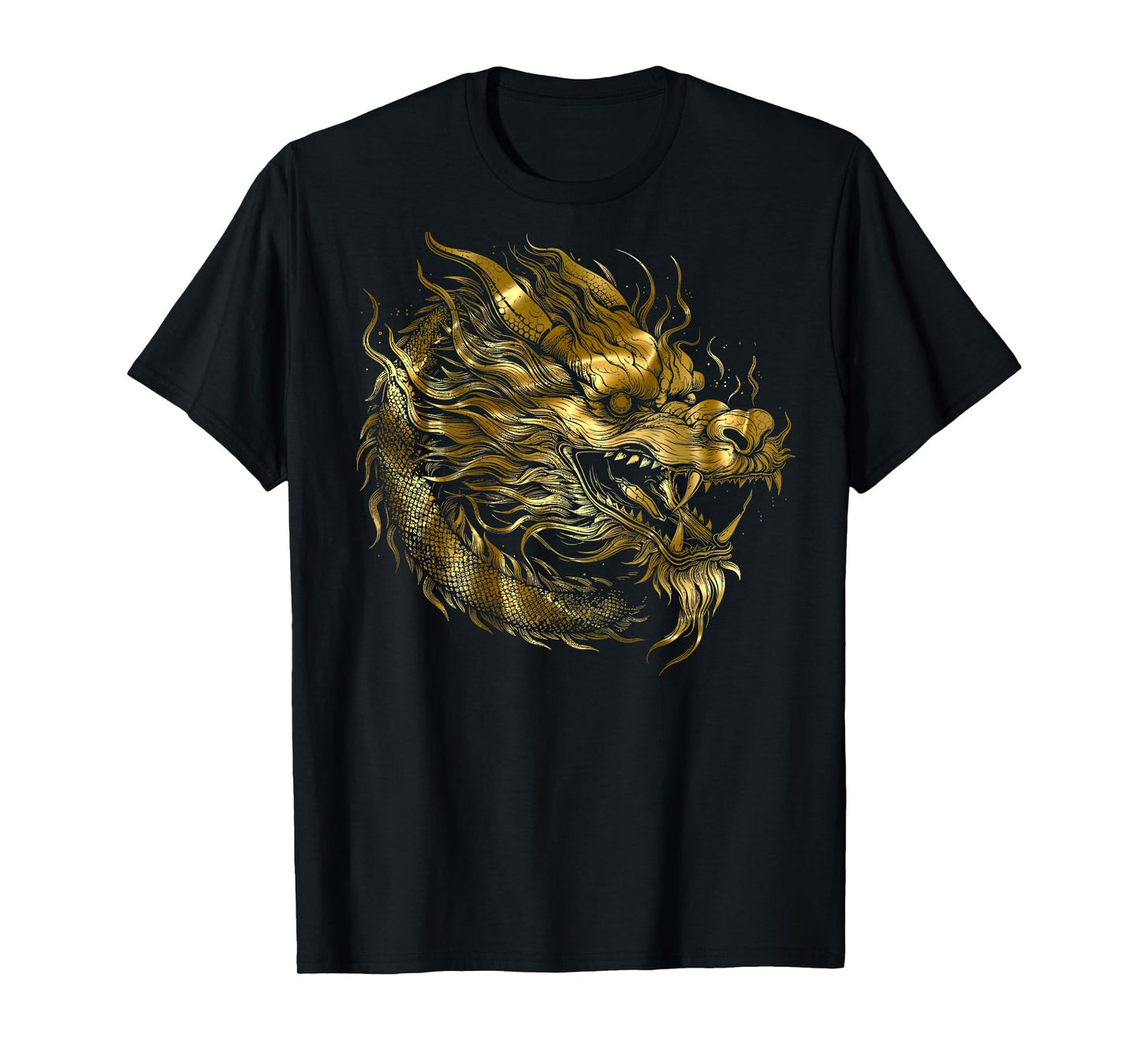 (Back Design) Dragon, Japanese Pattern, Dragon God, Golden Dragon Motif T-Shirt