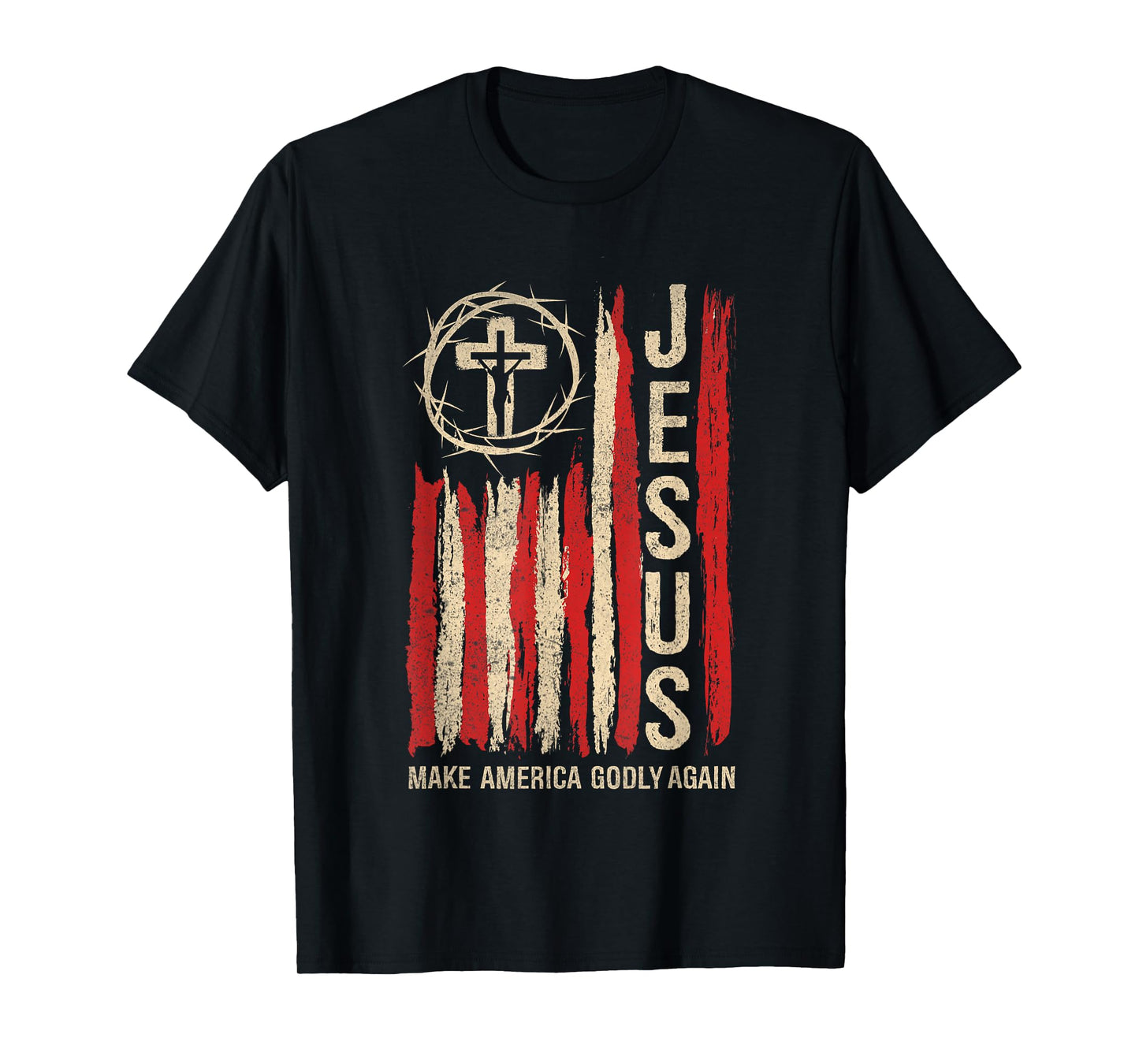 Jesus Make America Godly Again Patriotic Christian USA Flag T-Shirt