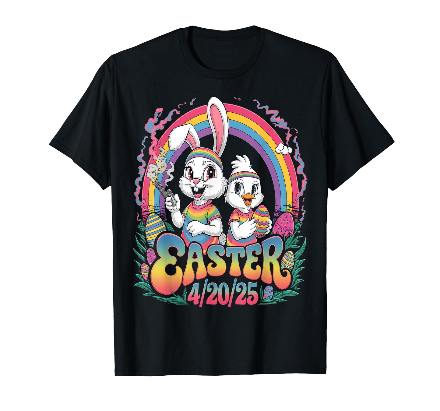 Happy 420 Easter Funny Smoking Easter Bunny Men Women T-Shirt
