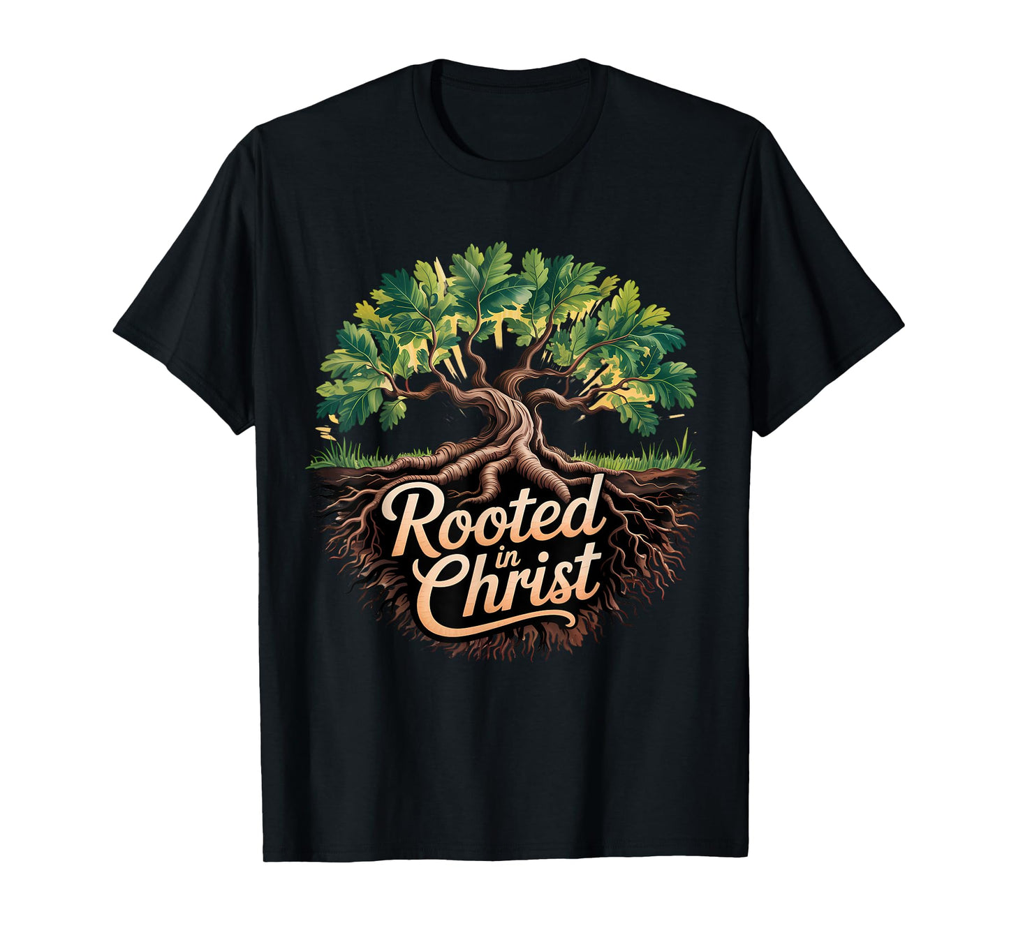 Rooted in Christ Jesus Cross Christian Faith T-Shirt