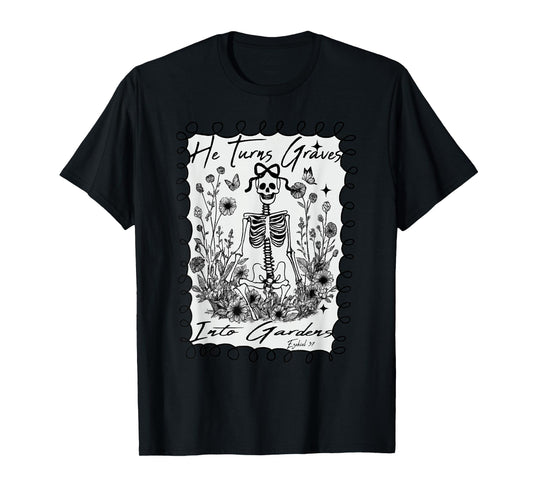 Dry Bones Come to Life Skeleton Bow Christian Halloween T-Shirt