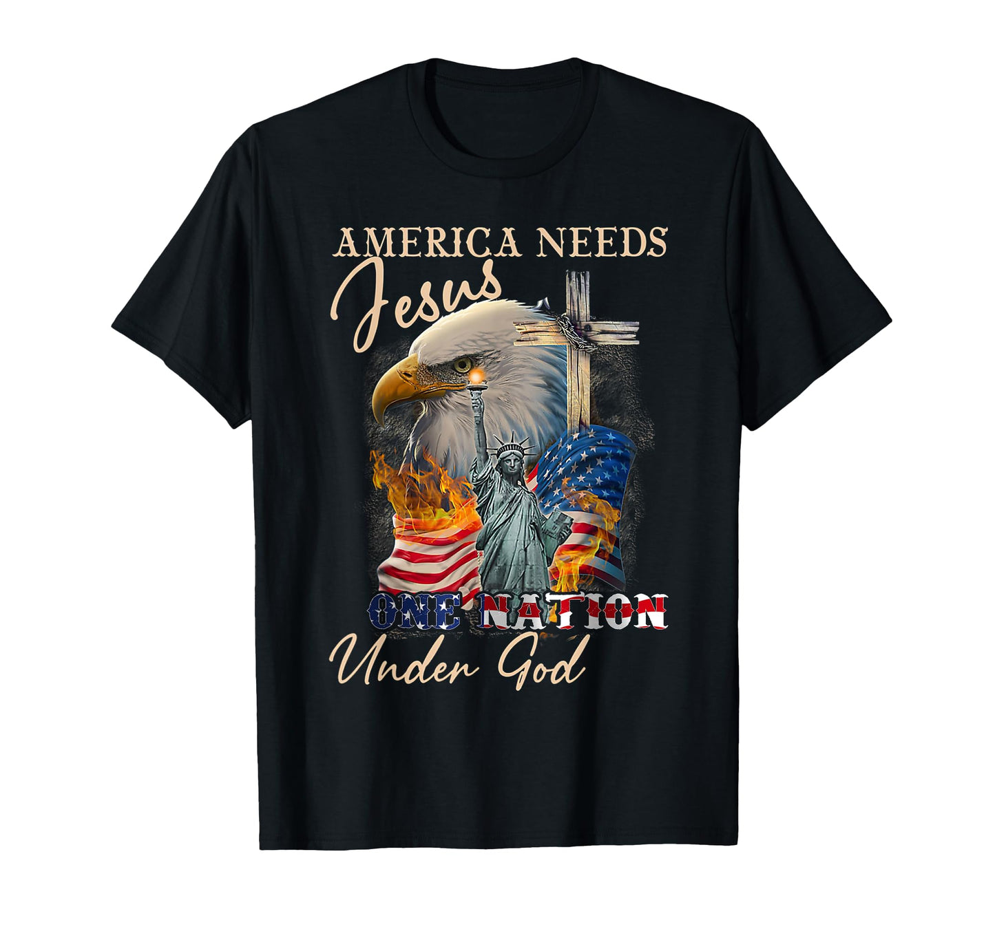 America Needs Jesus One Nation Under God Eagle Christian T-Shirt