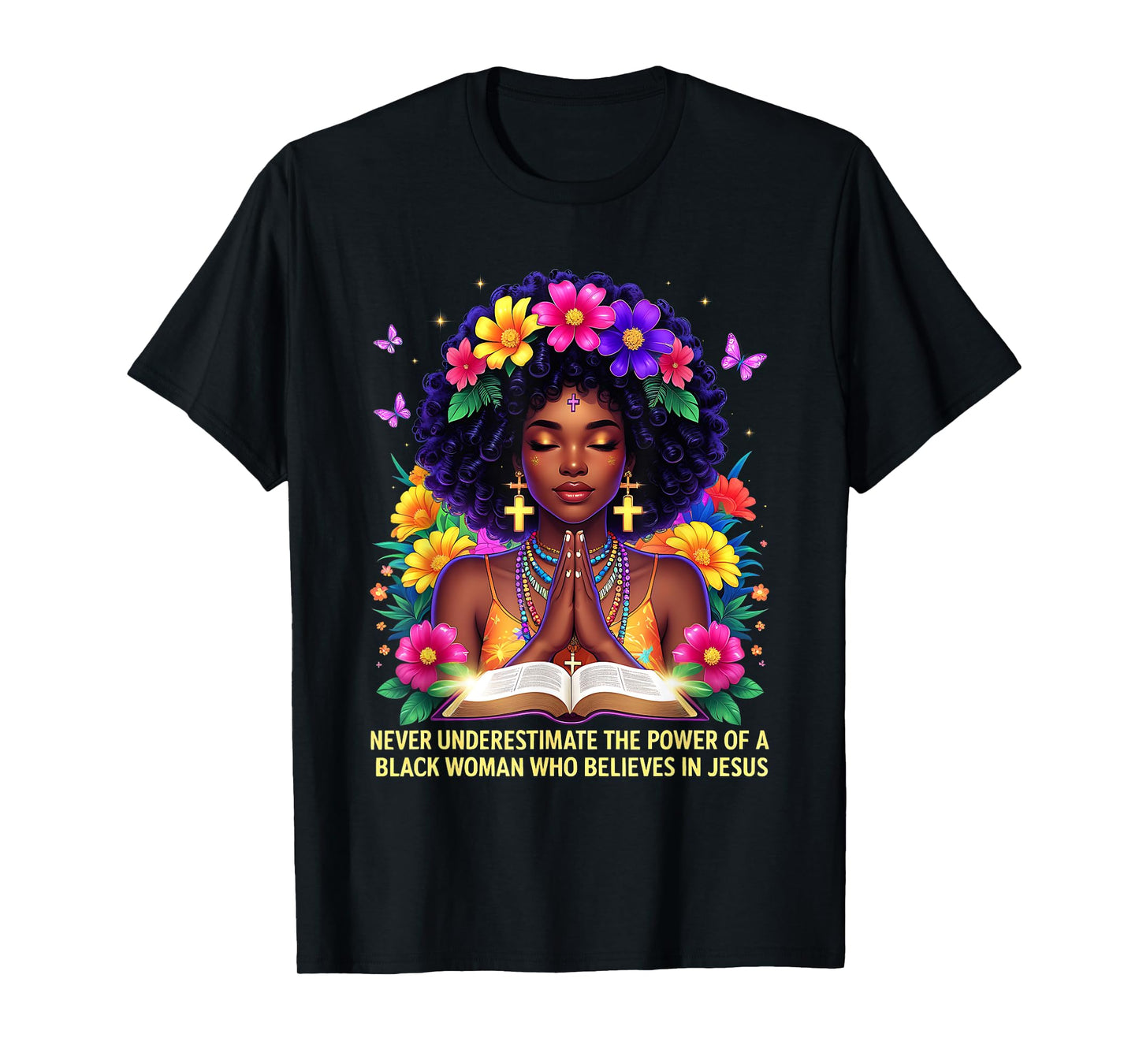 Black Woman Powerful Faith Inspirational Believes Jesus T-Shirt