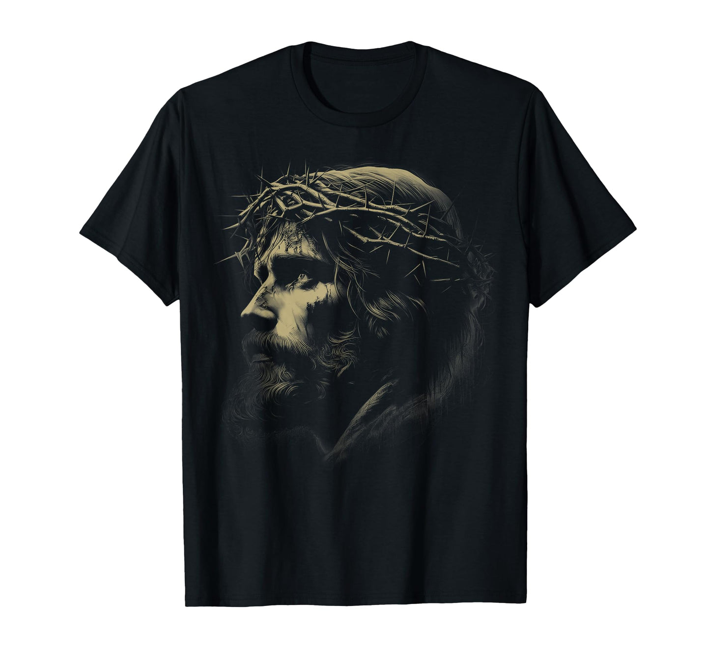 Jesus Christ Face with Crown of Thorns God Bible Vintage T-Shirt