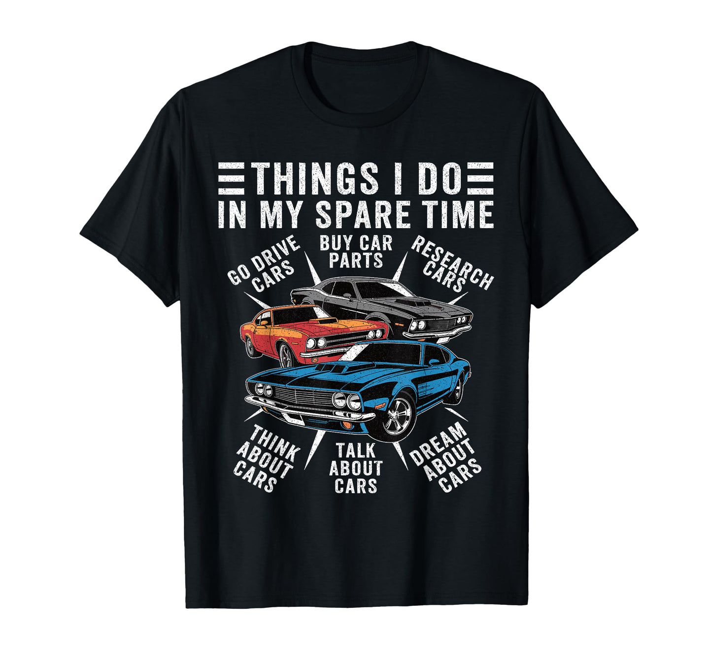 Car Enthusiast Spare Time Funny Muscle Car Graphic Men T-Shirt