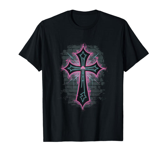 Gothic cross Religious Cyberpunk T-Shirt