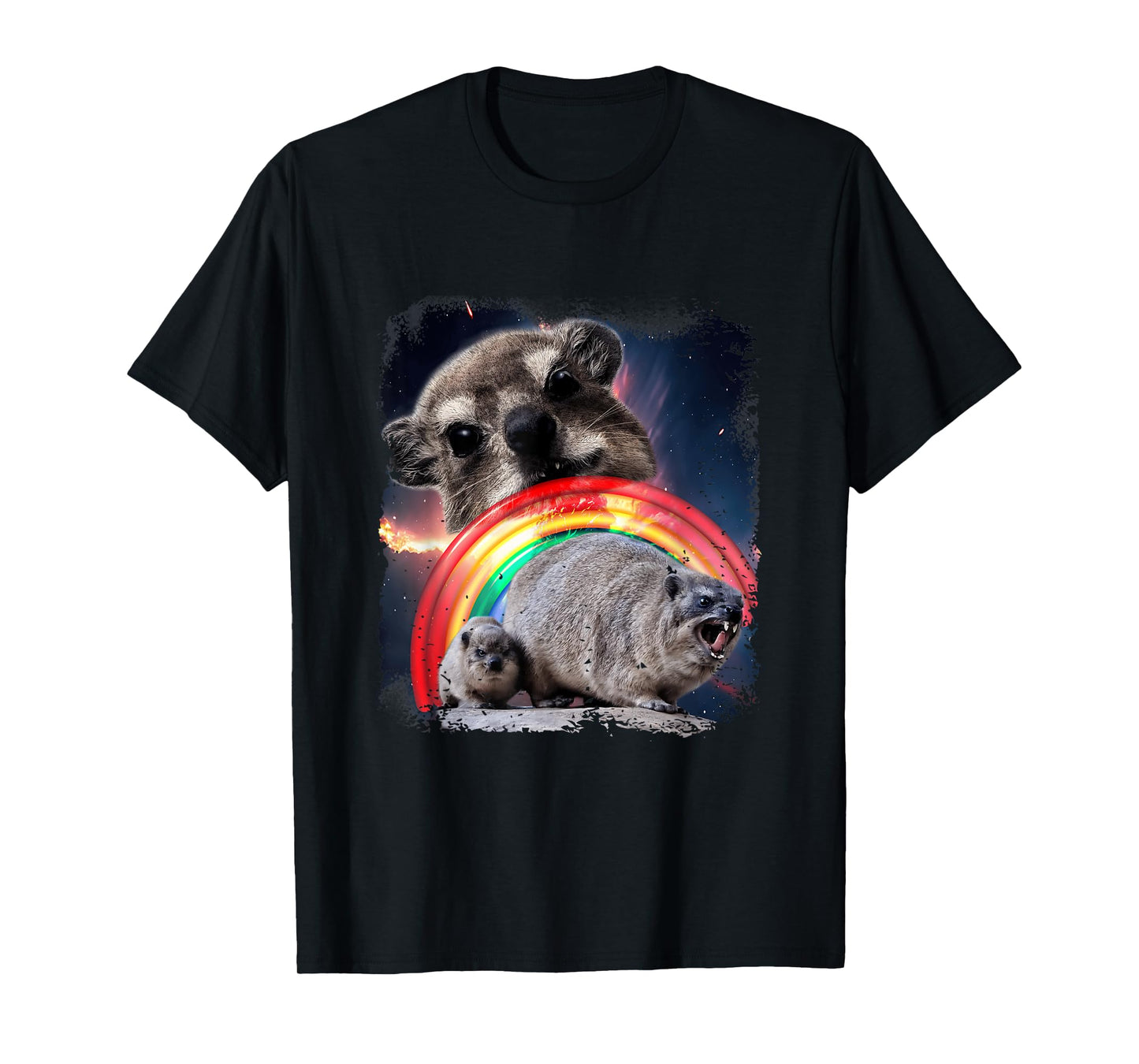 Hyrax Rainbow Ugly Funny Meme Retro Animal T-Shirt