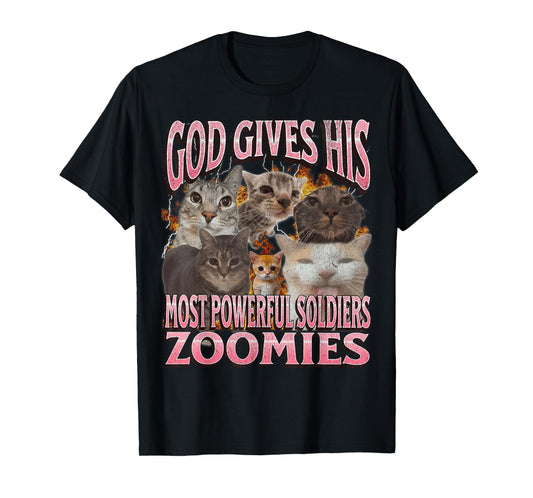 God Gives His Most Powerful Zoomies Funny Cat Meme Bootleg T-Shirt