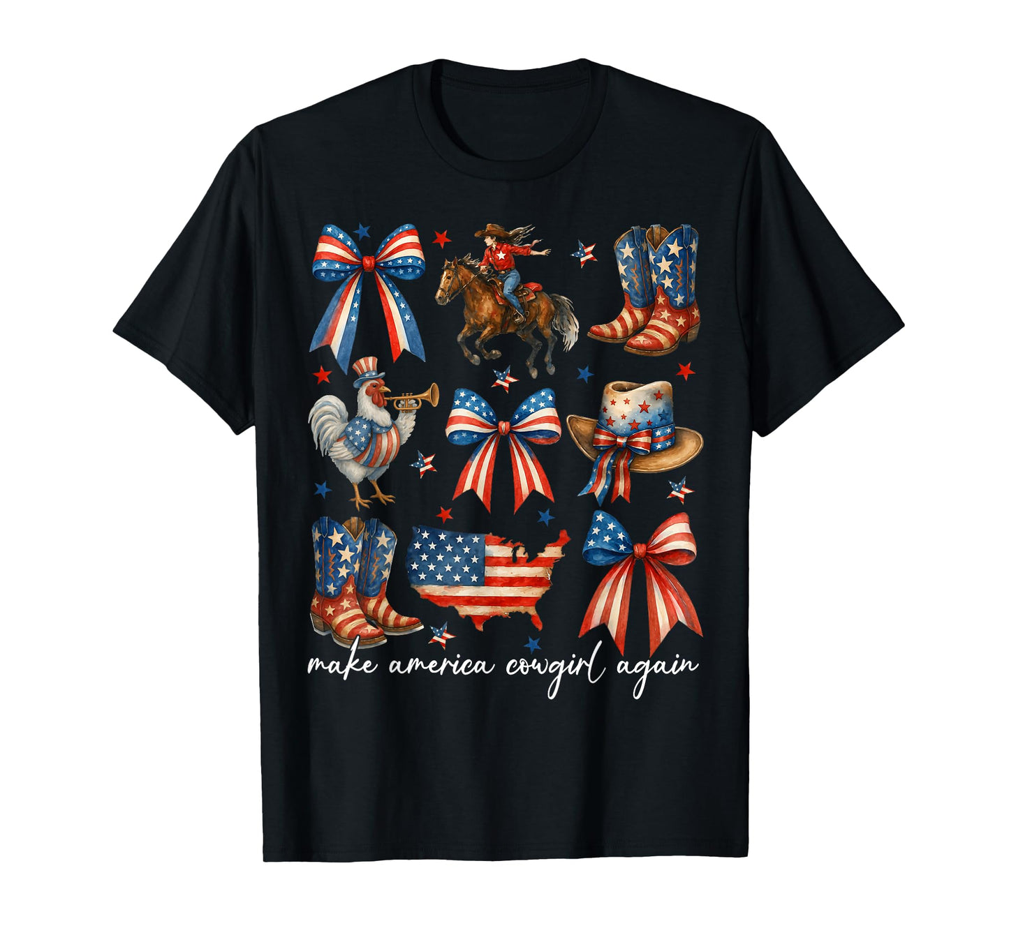 Make America Cowgirl Again 4th of July Coquette Bow Women T-Shirt
