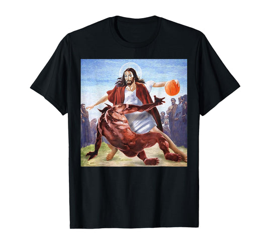 Funny Jesus Crossing Up The Devil Christian Religious T-Shirt