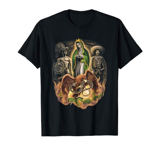 La Reina Virgen De Guadalupe Pancho Villa | Guerrero Azteca T-Shirt