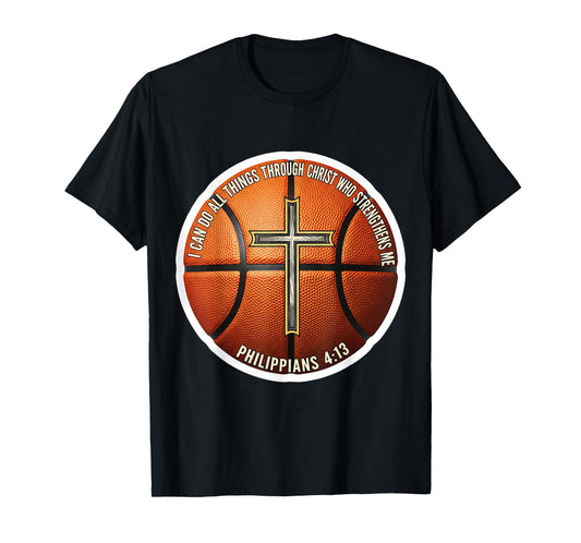 Christian Basketball Bible Verse Quote Philippians 4:13 T-Shirt