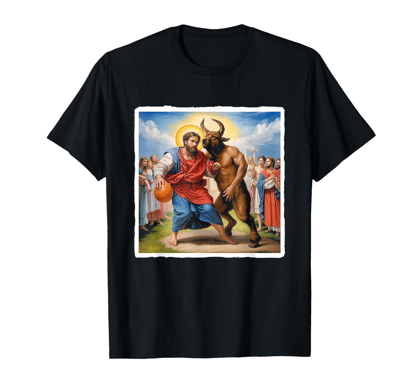 Jesus vs Satan Basketball Play Humor Sport Game T-Shirt