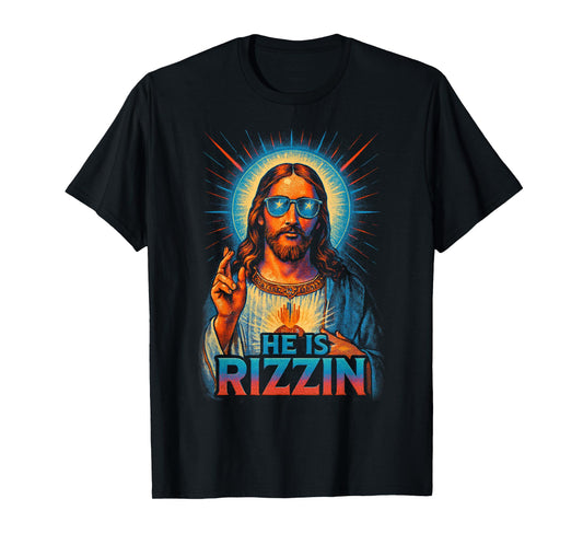 He Is Rizzin Jesus Blessing Gesture Love Easter T-Shirt