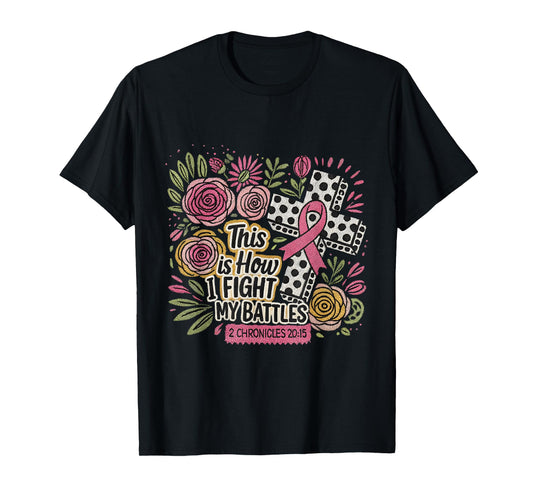 Faux Embroidery Cross Ribbon Floral Scripture Faith Art T-Shirt