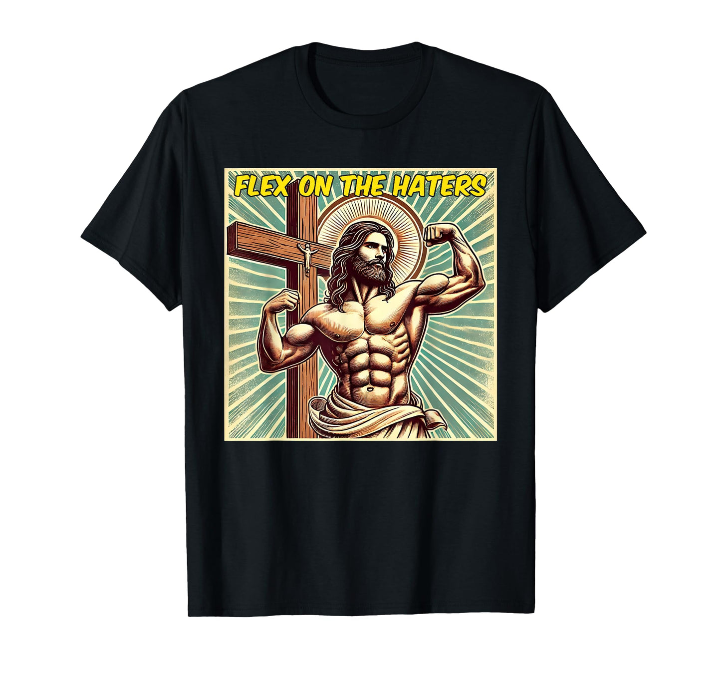 Flex On The Haters Jesus Muscle Christian Gym Weight Lift T-Shirt