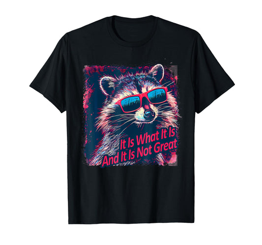 Cool Raccoon Sarcastic It Is What It Is And It Is Not Great T-Shirt
