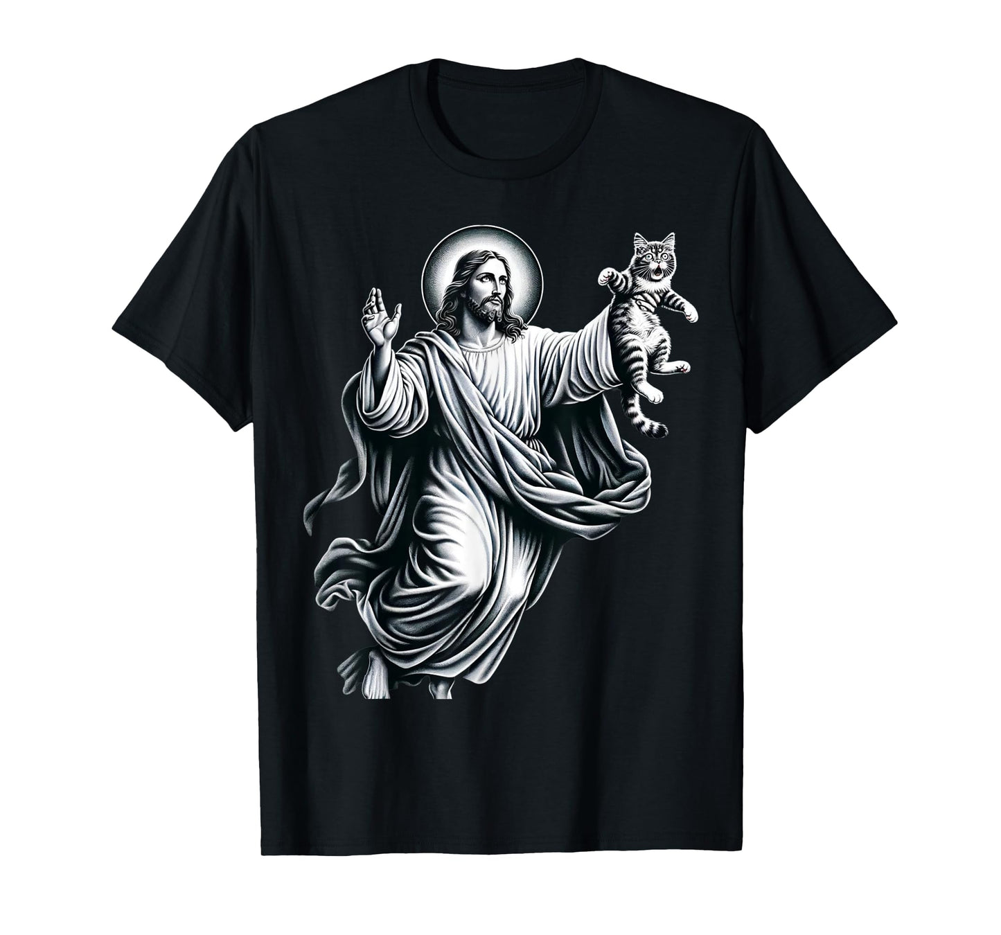 God holding Cat Easter He is Risen Jesus Loves Cats Men Women Girls Kids T-Shirt