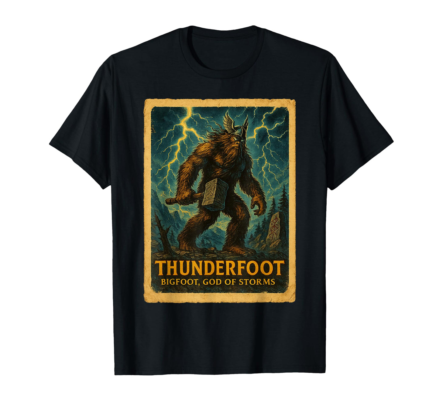 Funny Sasquatch Poster Shirt - Bigfoot Norse God Poster T-Shirt