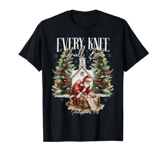 Every Knee Shall Bow Nativity Scene Religious Christmas T-Shirt