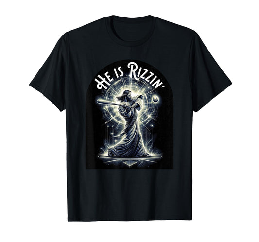 He is Rizzin Jesus Playing Baseball Funny Sports Rizz T-Shirt