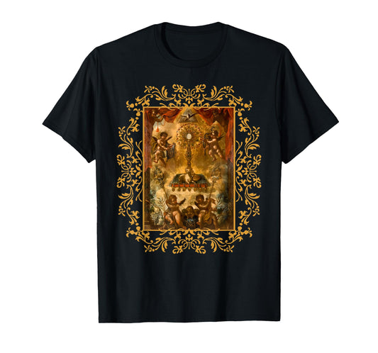 Eucharistic Adoration Pray Monstrance Traditional Latin Mass T-Shirt