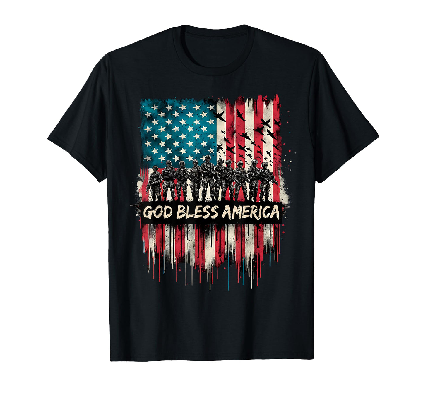 God Bless America USA Flag 4th of July Patriotic T-Shirt