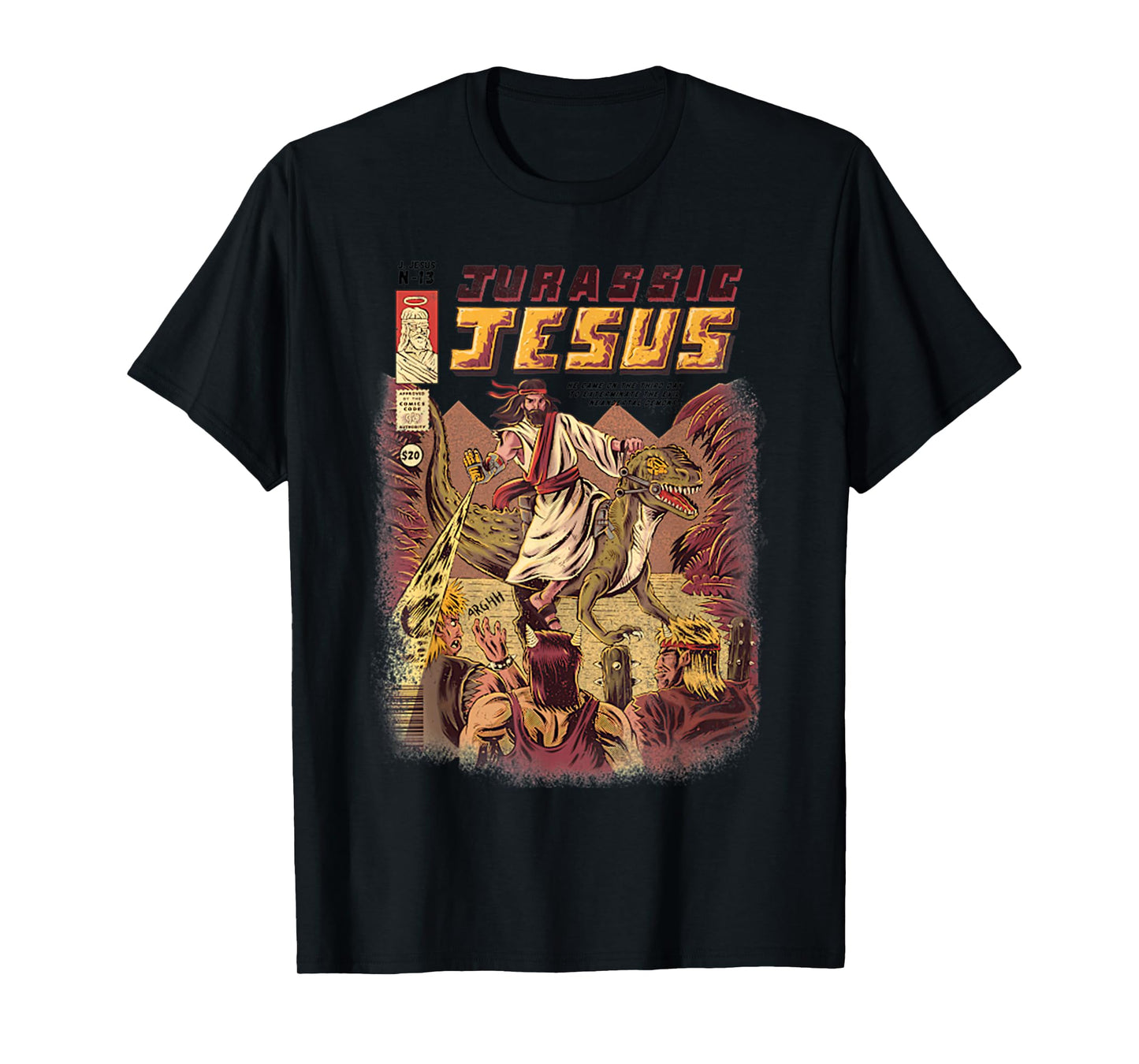 Vintage Funny JURASSIC JESUS Retro Christian Gifts Dinosaur T-Shirt