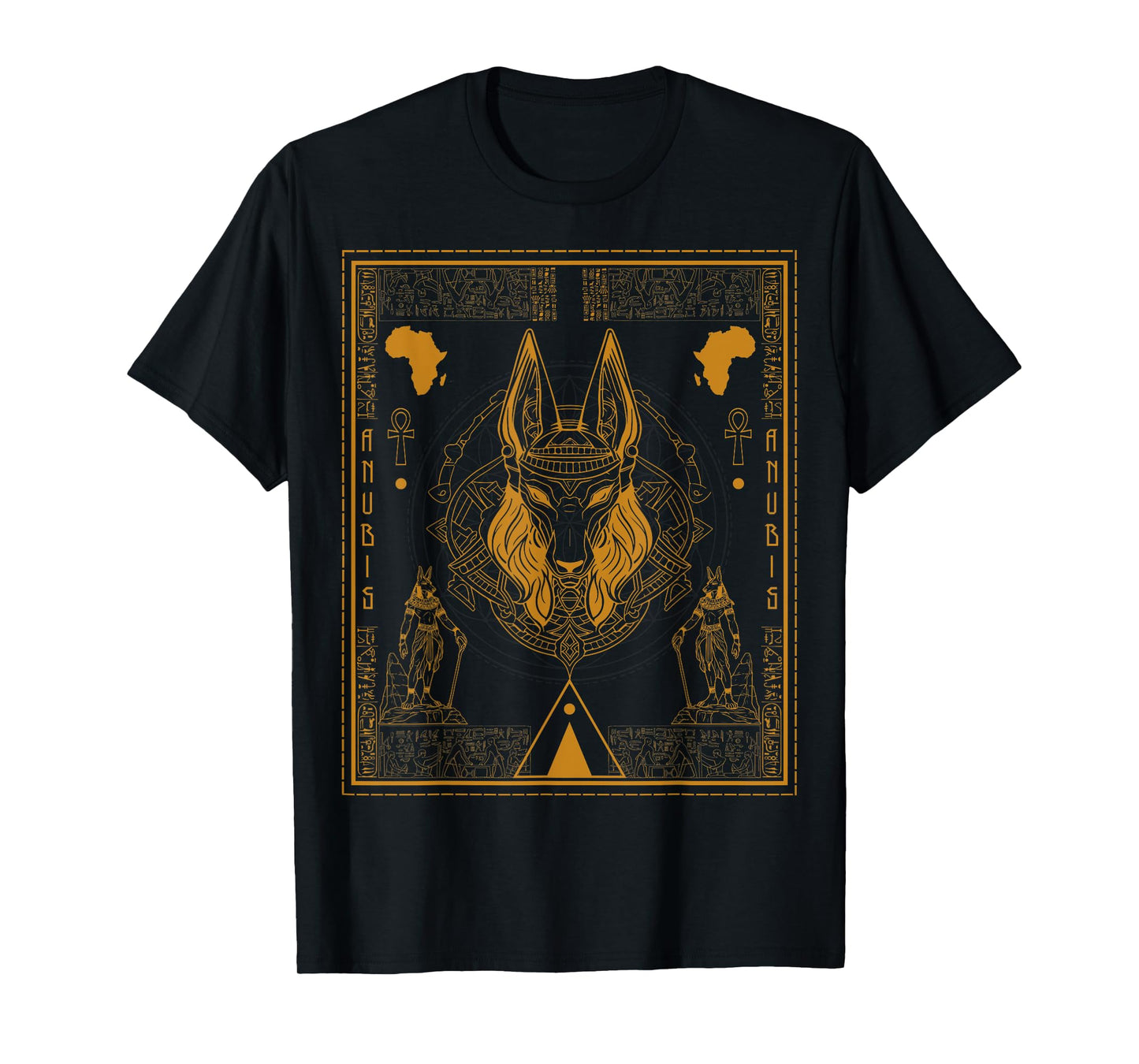 Sacred Geometry Science Egyptian God Anubis Kemetic Ankh T-Shirt