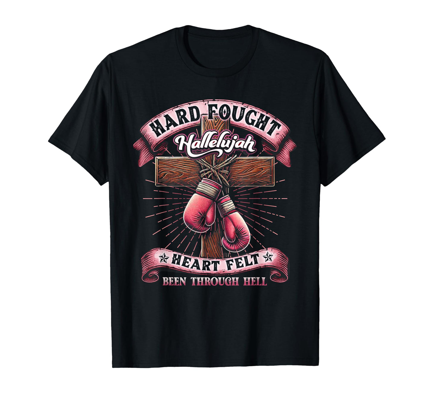 Hard Fought Heart Felt Bee Hallelujah Christian Boxing Faith T-Shirt
