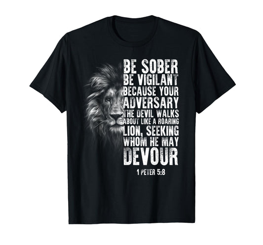 lion head bible verse be vigilant bible study Christian T-Shirt