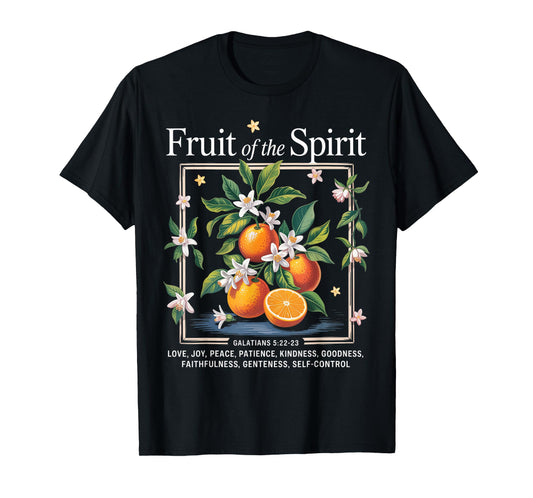 Christian Fruit of The Spirit Vintage Fruit Orange Flower T-Shirt