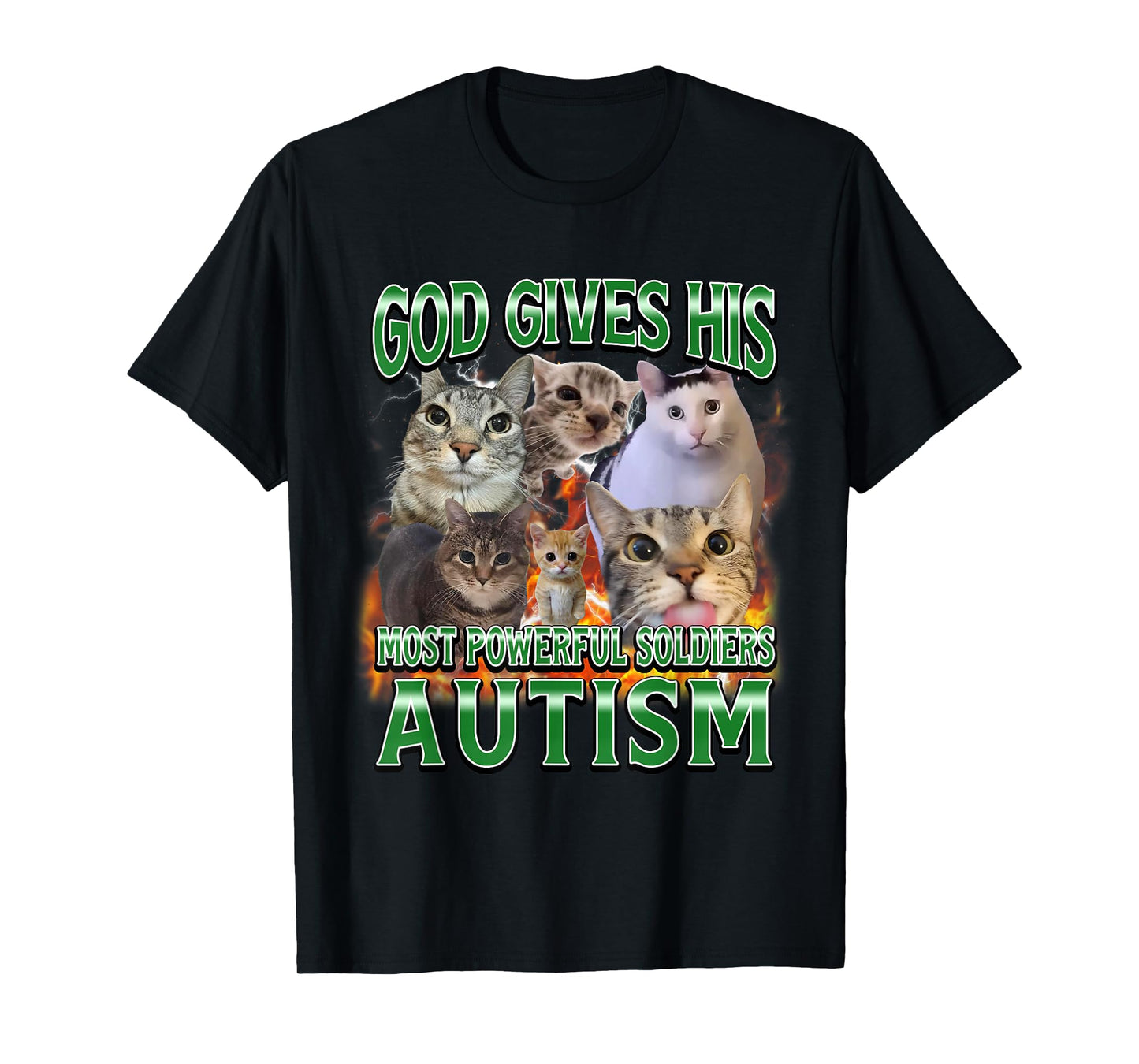 God Gives His Most Powerful Autism Funny Cat Meme Bootleg T-Shirt