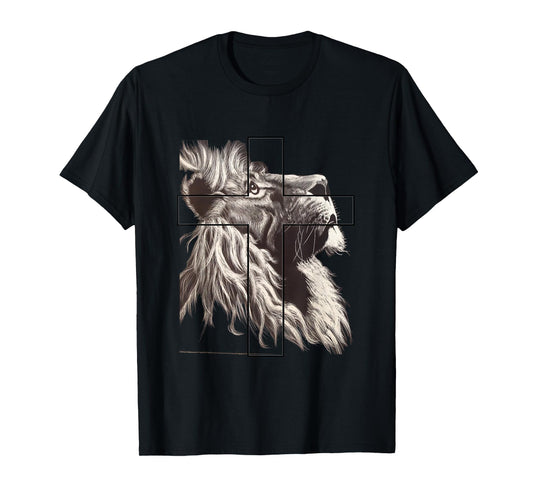 Jesus Lion of Tribe Judah Christian Cross T-Shirt
