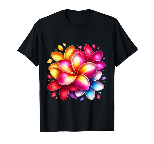 Colourful Plumeria Flowers Tropical T-Shirt