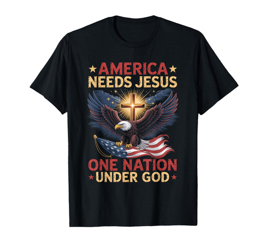 America Needs Jesus One Nation Under God Eagle Christian T-Shirt