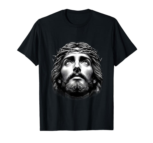 Jesus Christ Face With Crown Of Thorn God Bible Christian T-Shirt