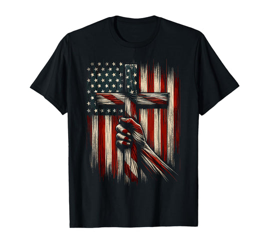 Christian Cross American Flag T-Shirt