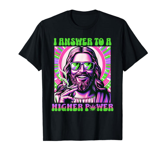 Weed Smoking Dope Jesus - Funny Happy 420 T-Shirt