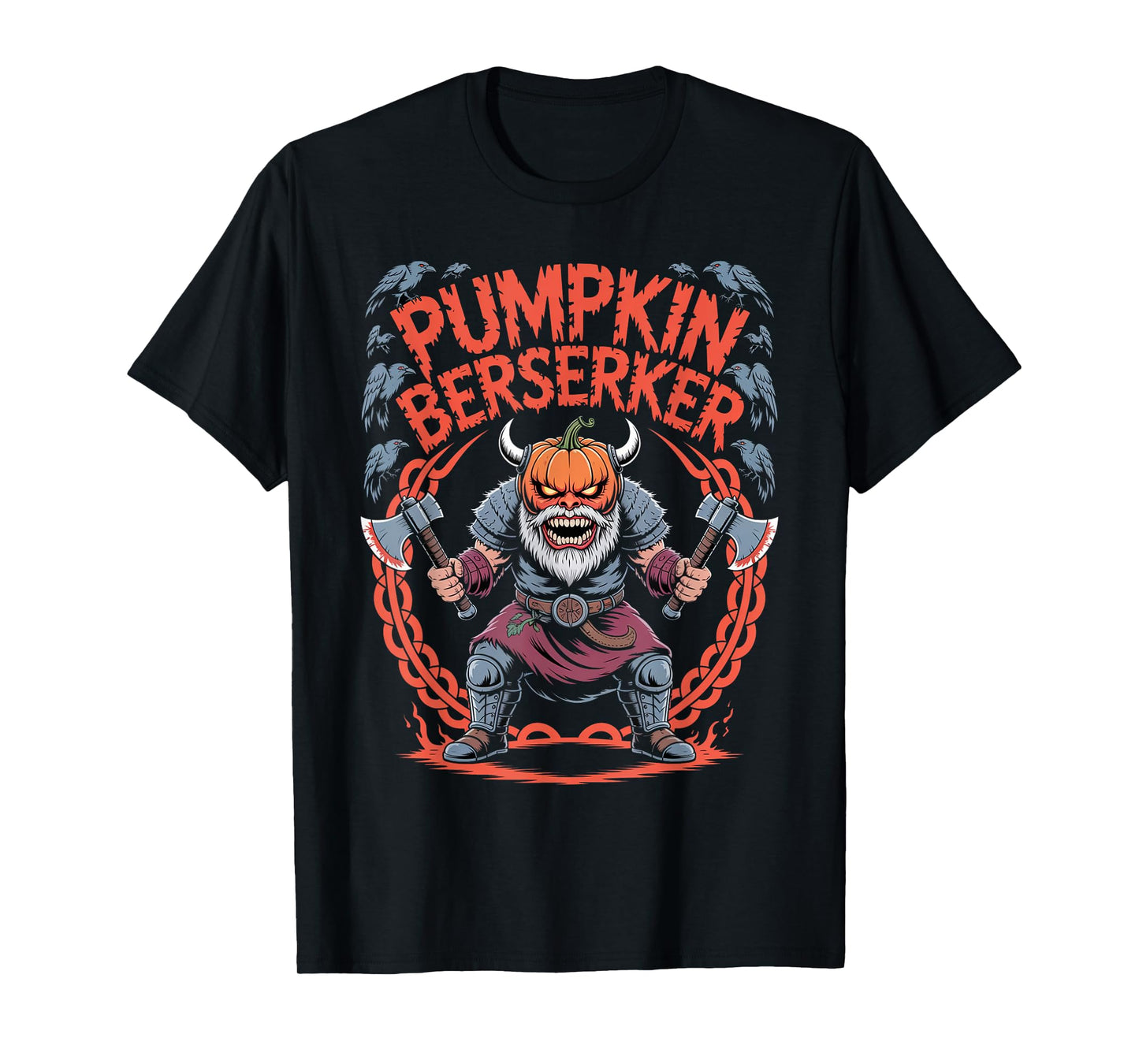Nordic Mythology - Halloween Viking Pumpkin Berserker T-Shirt