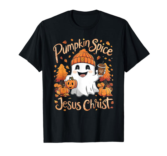 Pumpkin spice & Jesus Christ ghost pumpkin spice Halloween T-Shirt