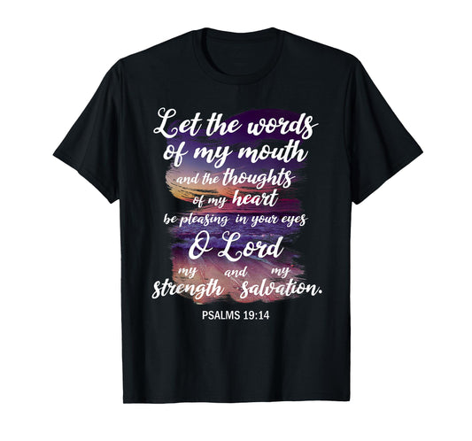 Christian Prayer Bible Verse Psalms 19:14 Quote T-Shirt T-Shirt