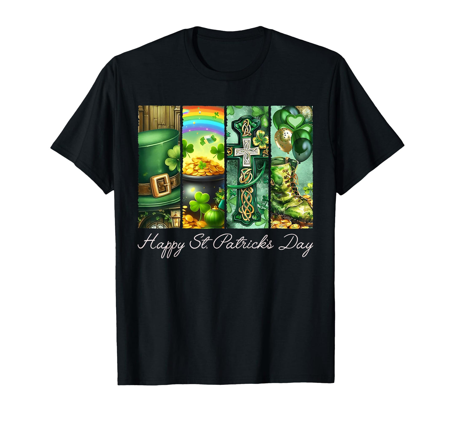Happy St. Patrick’s Day Christian Celtic Cross and Shamrocks T-Shirt