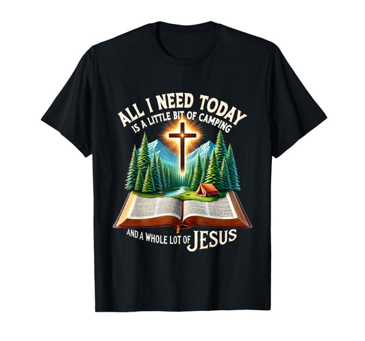 Camping and Jesus Outdoors Faith Bible Campfire Graphic T-Shirt