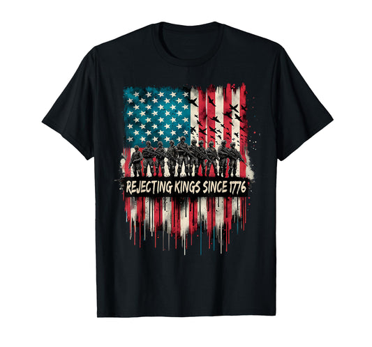 Rejecting Kings Since 1776 Patriotic USA Flag 4th Of July T-Shirt