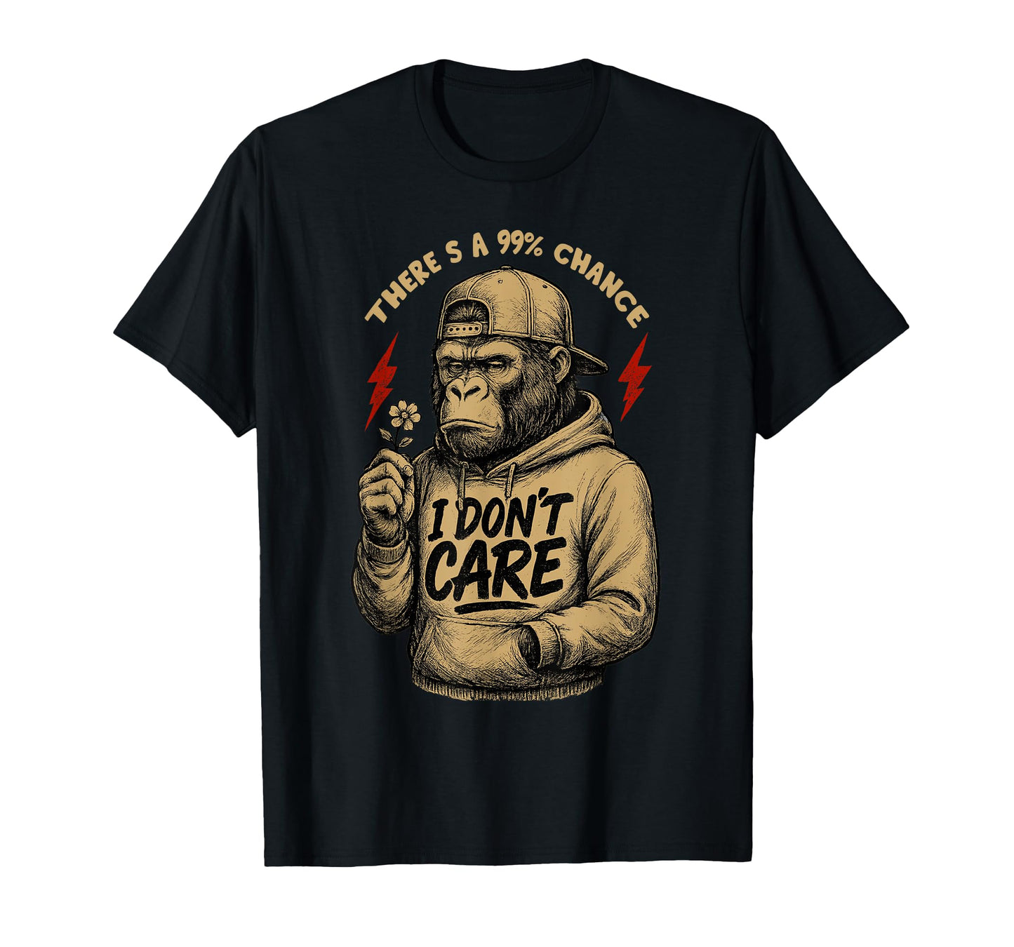There's A 99% Chance I Don't Care Funny Monkey Men T-Shirt