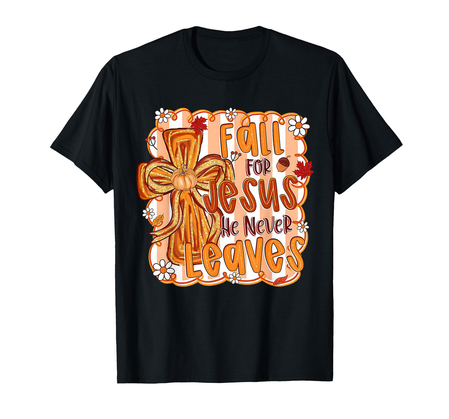 Fall for Jesus Floral Christian Fall Preppy Autumn Pumpkin T-Shirt