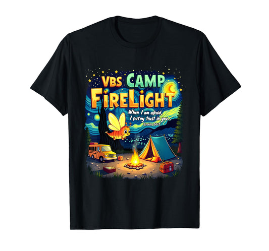 2025 VBS Camp Firelight Camp Vacation Bible School Firework T-Shirt