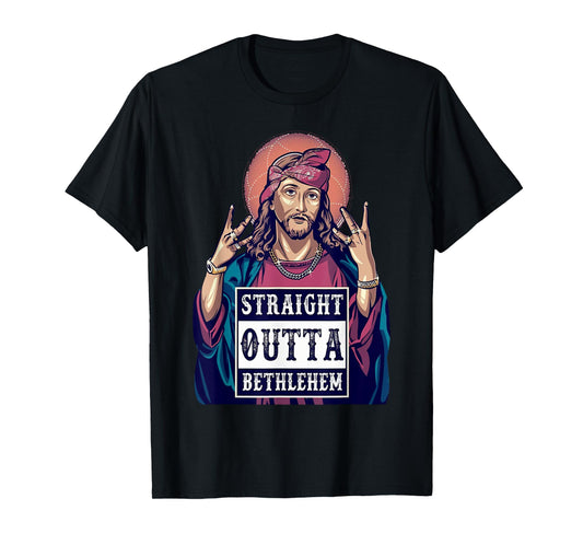 Funny Jesus Funny Christian Straight Outta Bethlehem T-Shirt